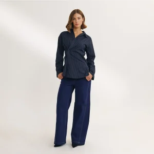 T-shirt Asymétrique - Rayures Bleu Marine