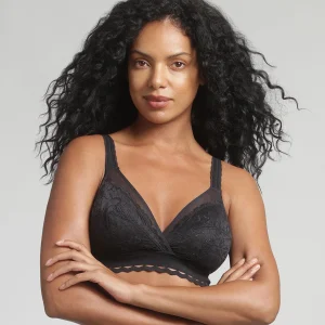 Soutien-gorge sans armatures noir Cœur Croisé Féminin Recyclé